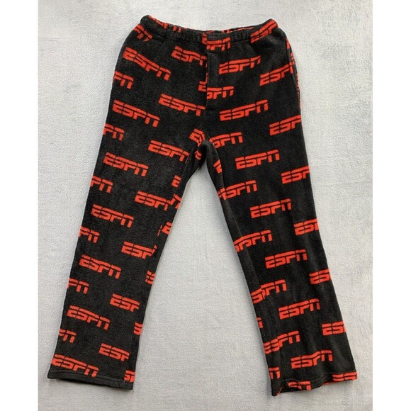 ESPN Fleece Lounge Pants Men’s Size Large Black Red 100% Polyester Game Day - Picture 1 of 14